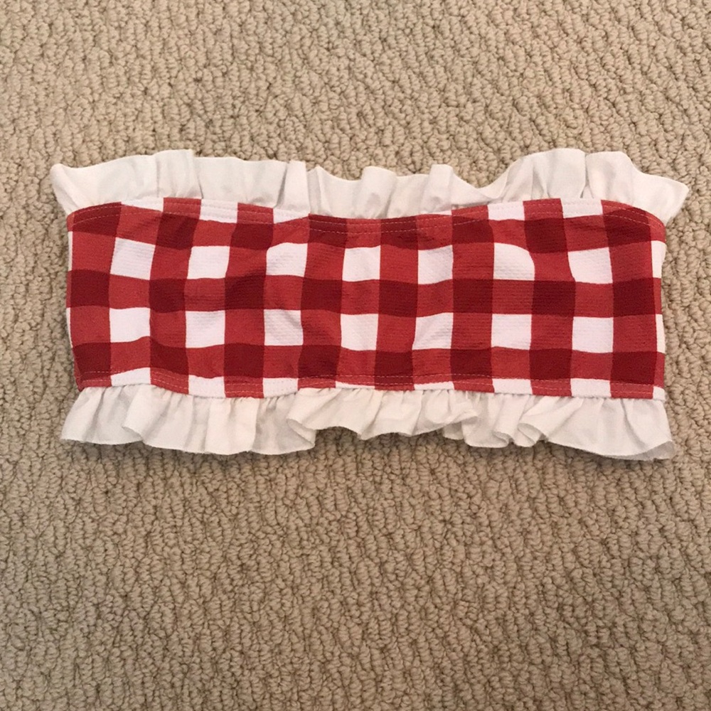 Asos gingham strapless bikini top